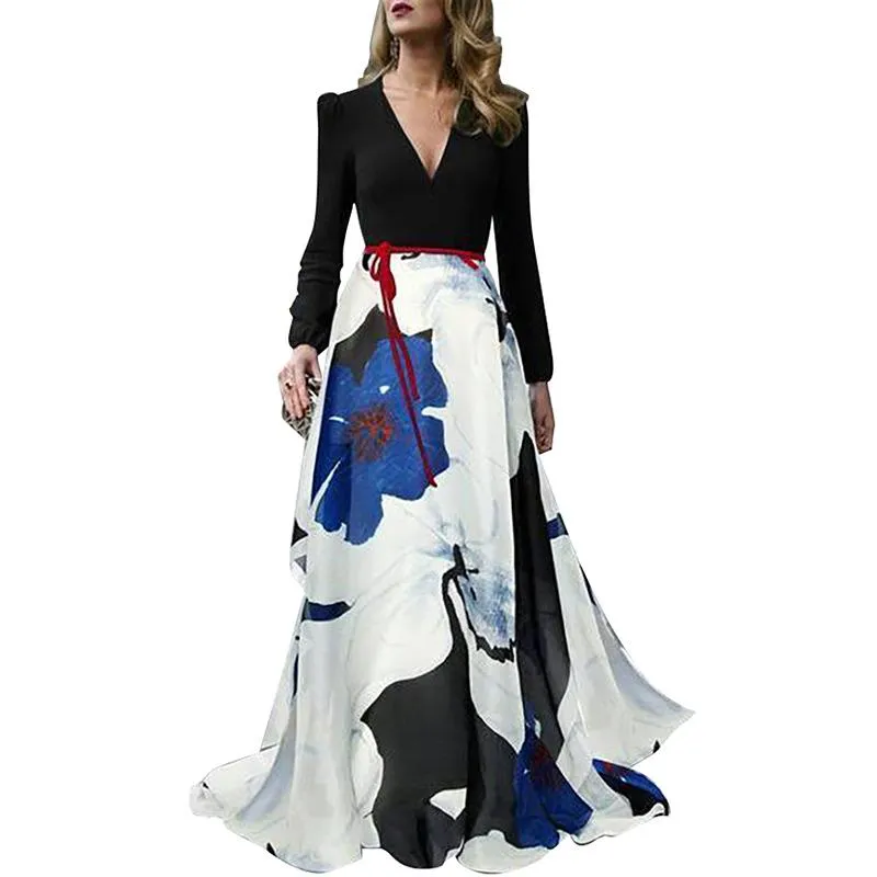 Plus Sizes V Neck Long Sleeves Dresses with Belt