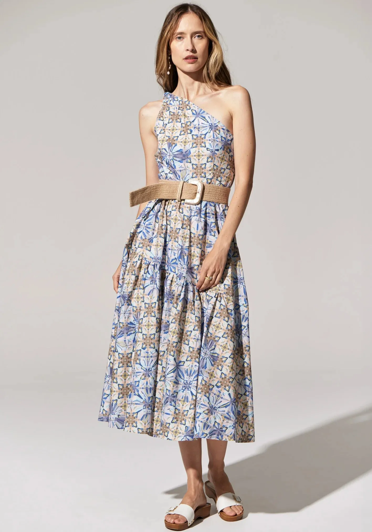 Pol Clothing - Celeste One Shoulder Dress - Celeste Print