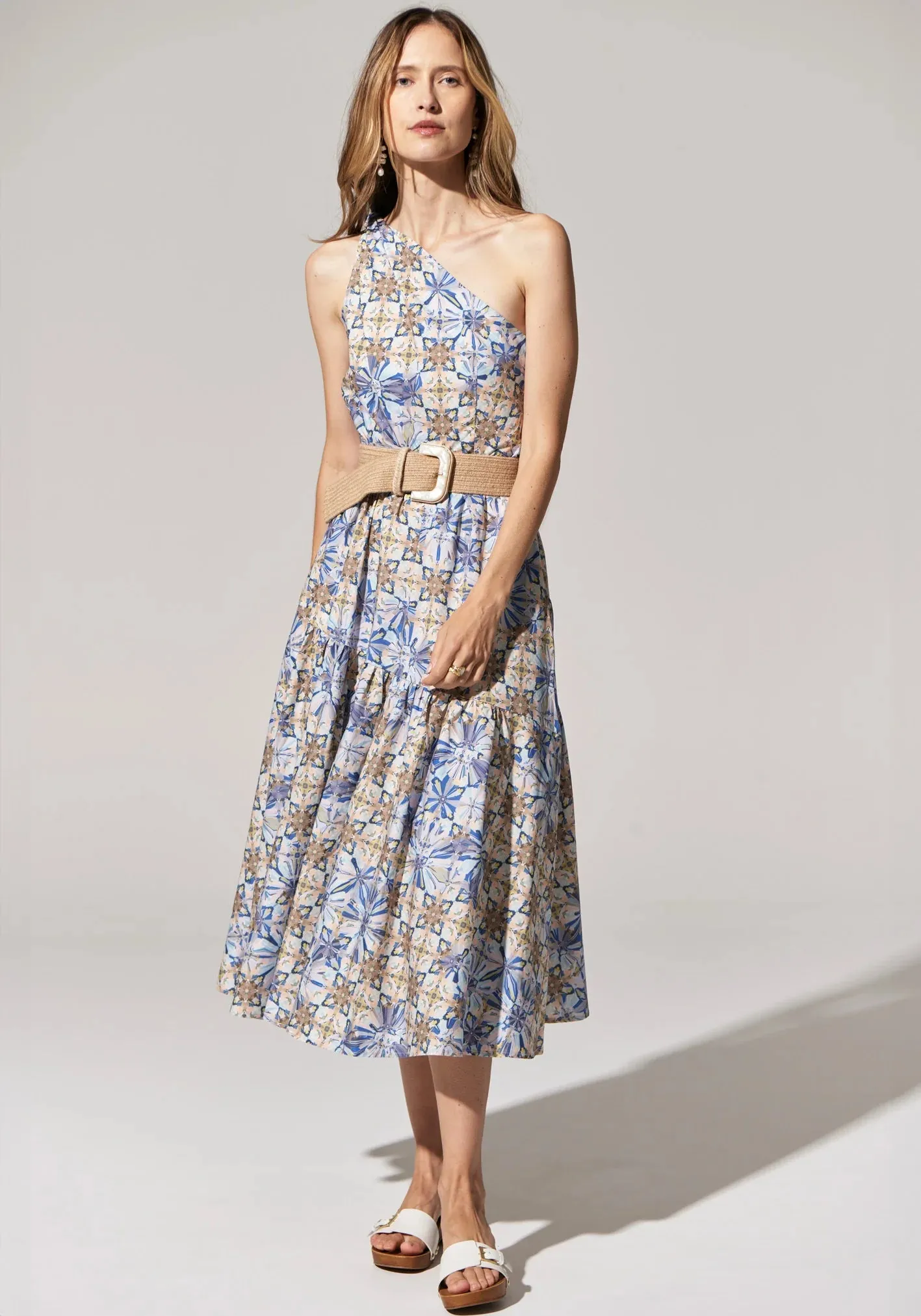Pol Clothing - Celeste One Shoulder Dress - Celeste Print
