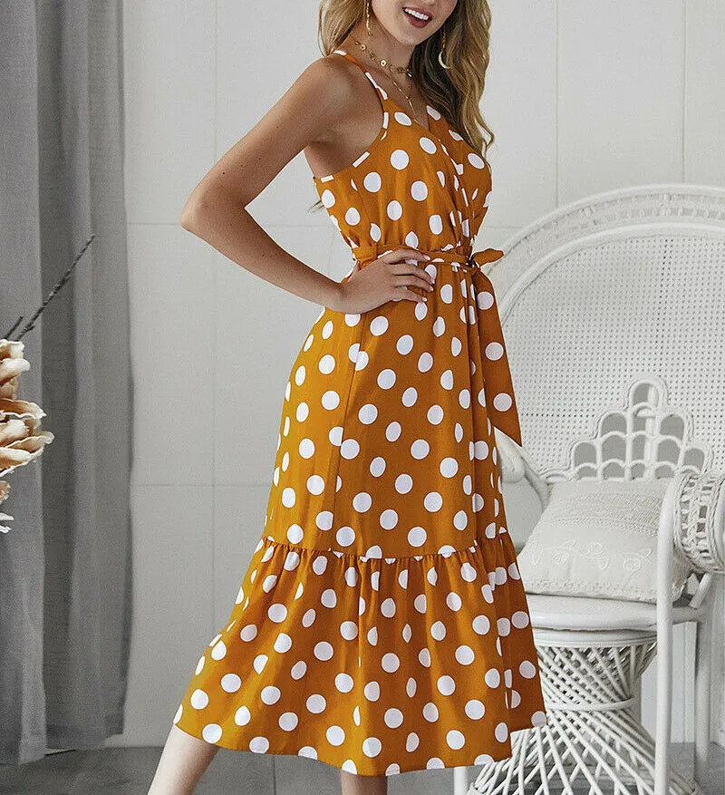 Polka Dot Summer Sleeveless Sexy Dress