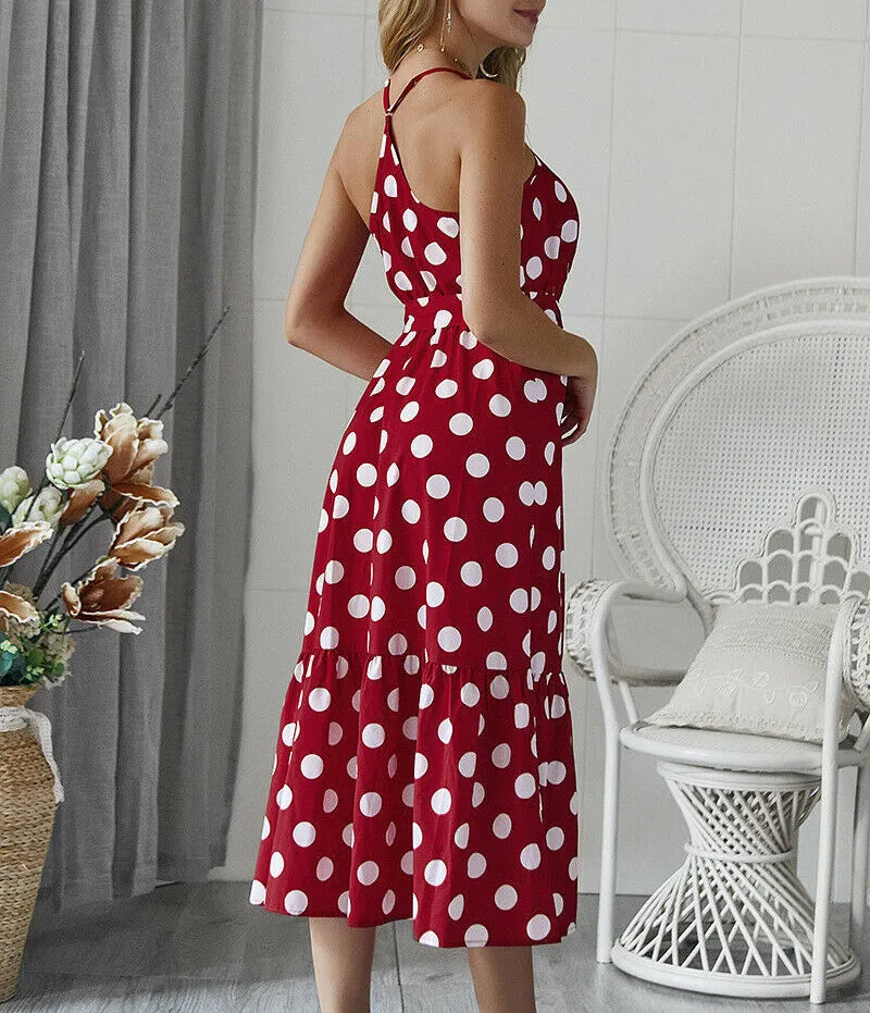 Polka Dot Summer Sleeveless Sexy Dress