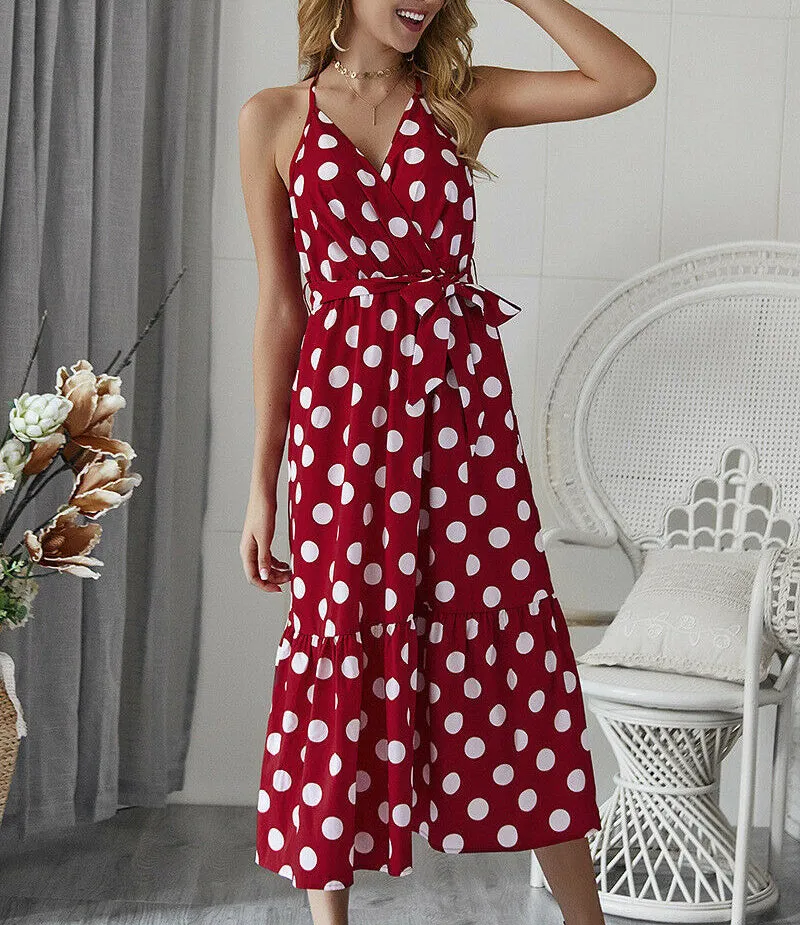 Polka Dot Summer Sleeveless Sexy Dress