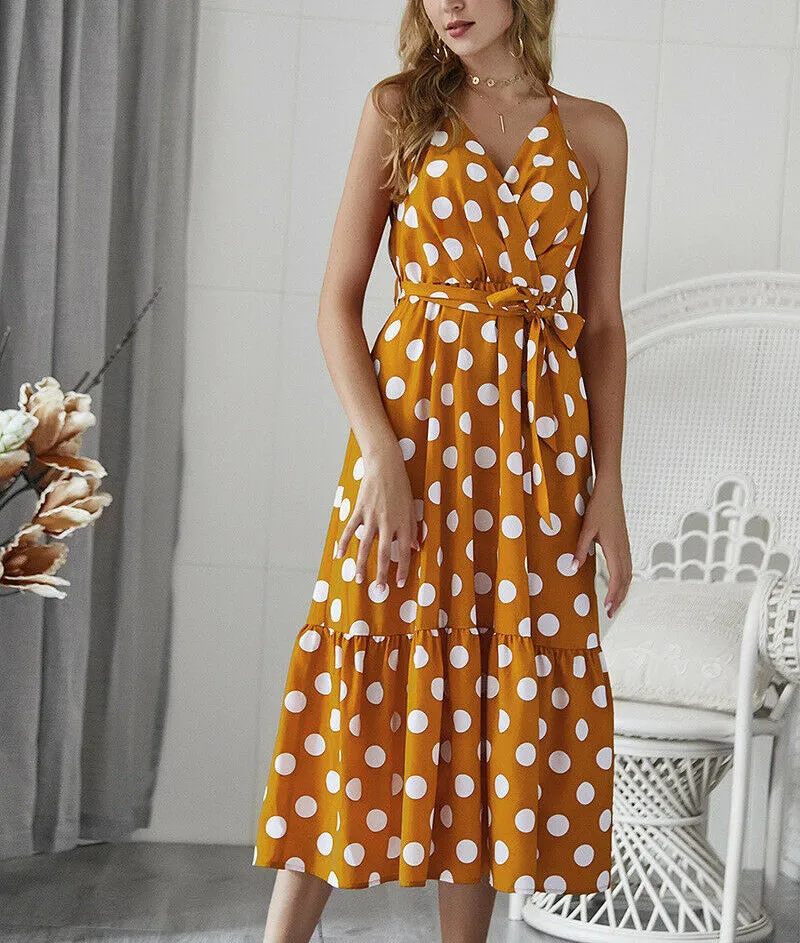 Polka Dot Summer Sleeveless Sexy Dress