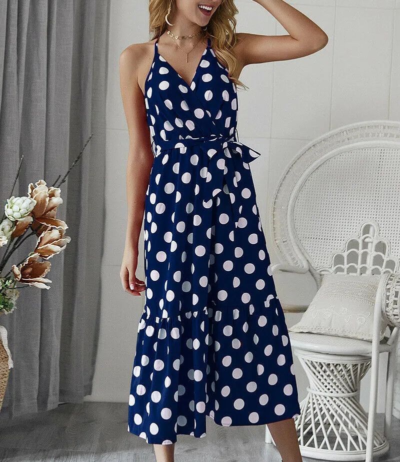Polka Dot Summer Sleeveless Sexy Dress