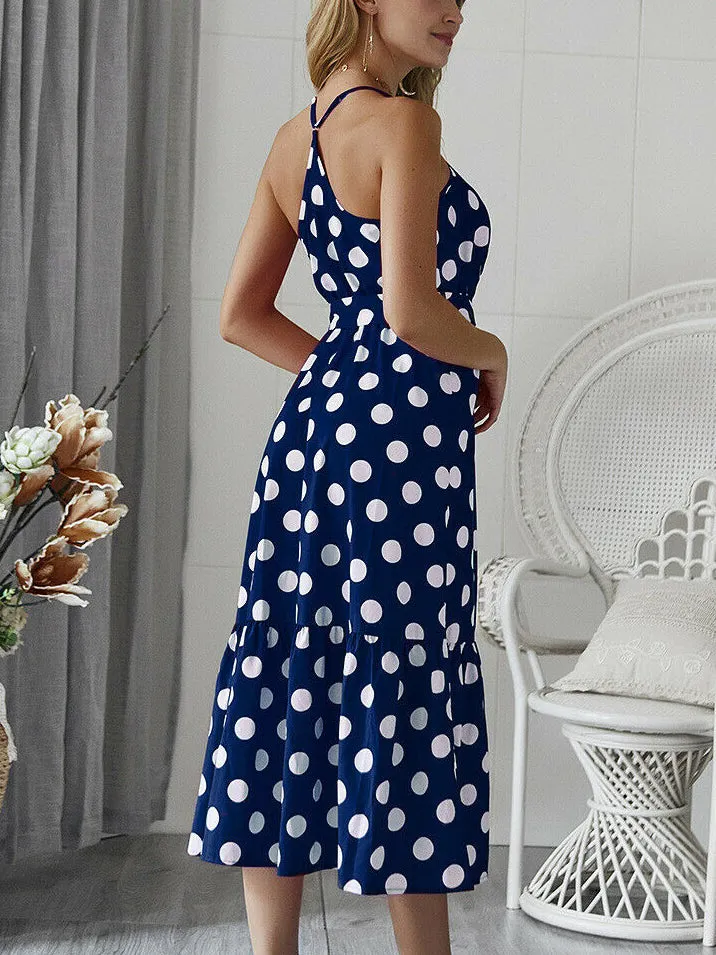 Polka Dot Summer Sleeveless Sexy Dress