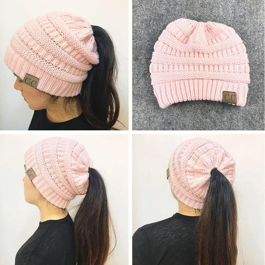 PONYTAIL/MESSY BUN BEANIE CAP