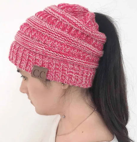 PONYTAIL/MESSY BUN BEANIE CAP