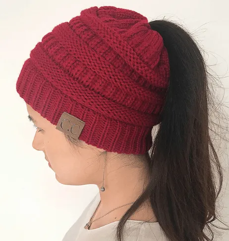 PONYTAIL/MESSY BUN BEANIE CAP