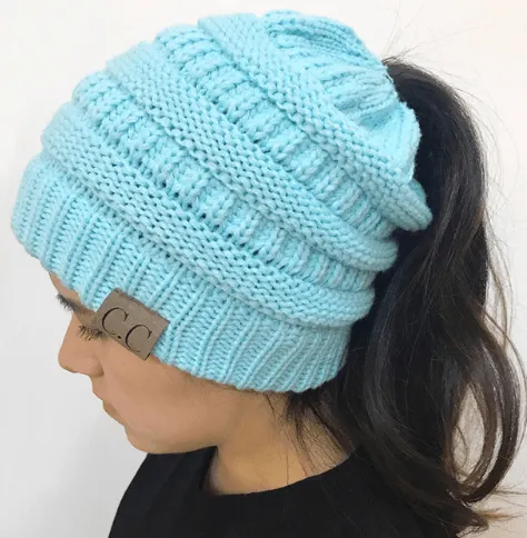 PONYTAIL/MESSY BUN BEANIE CAP