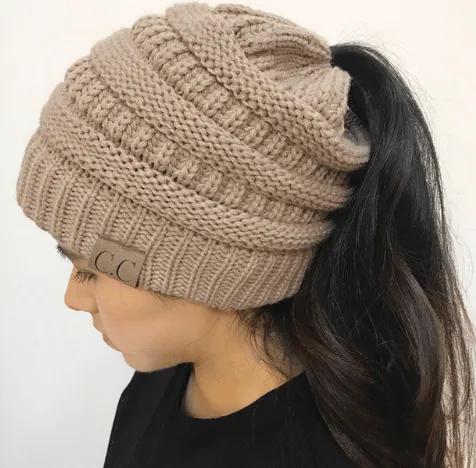 PONYTAIL/MESSY BUN BEANIE CAP