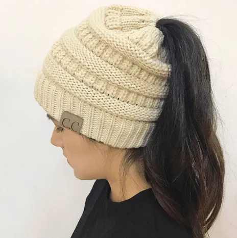 PONYTAIL/MESSY BUN BEANIE CAP