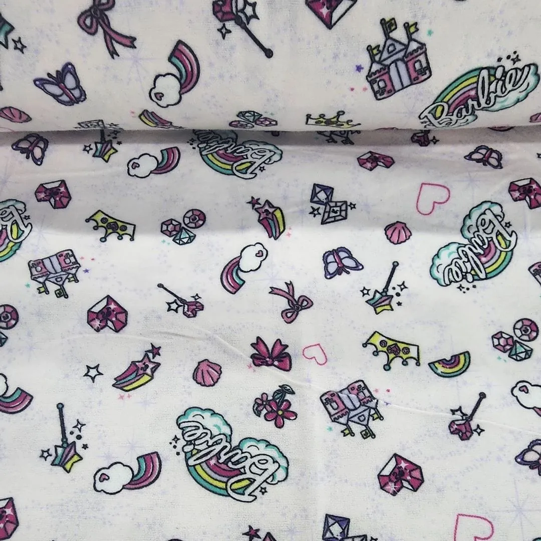 Printed Flannel Fabric Barbie Castle 110 cm