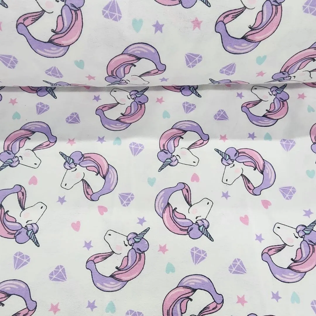 Printed Flannel Fabric Unicorn 110 cm