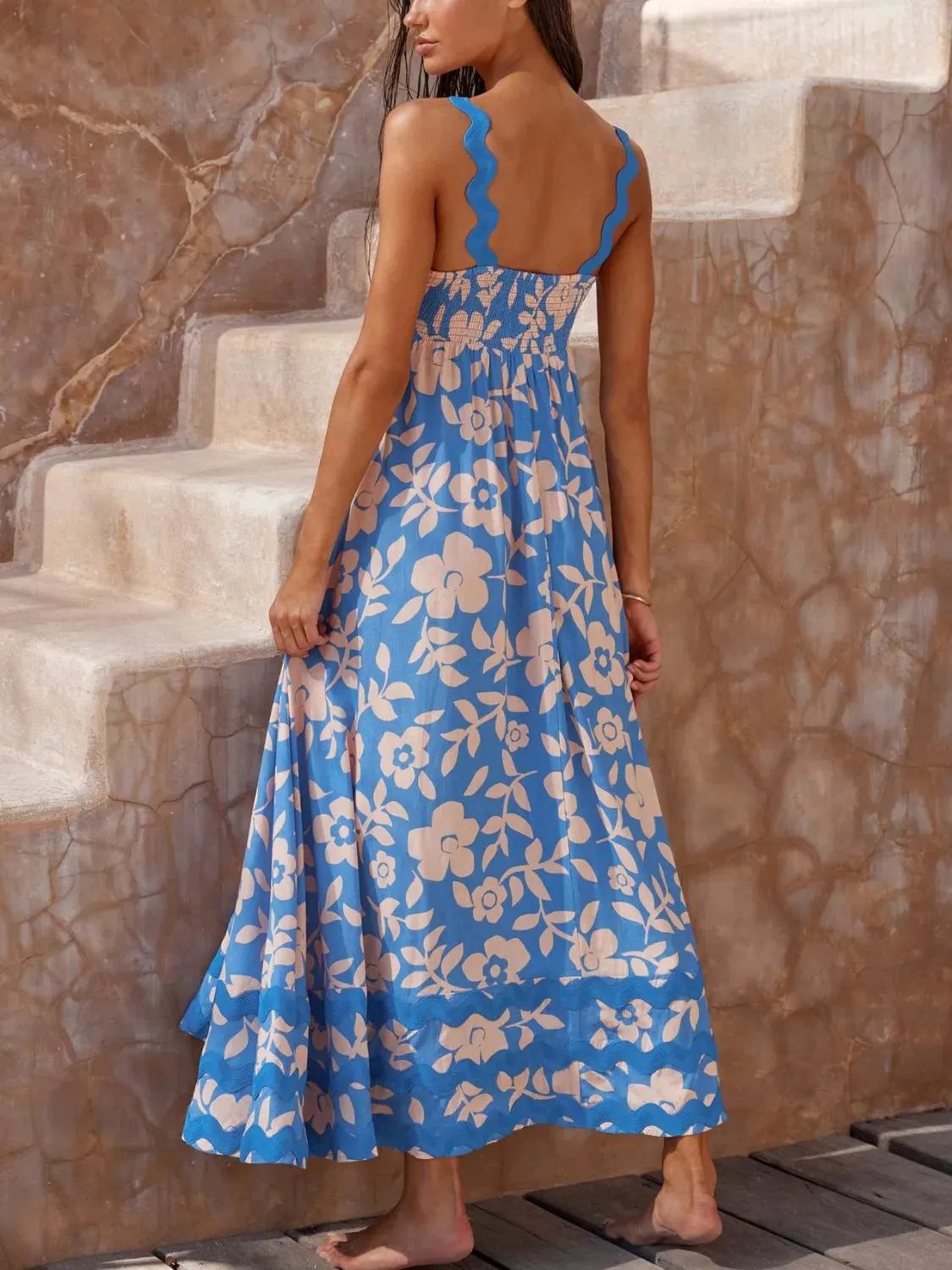 Printed Square Neck Maxi Cami Dress