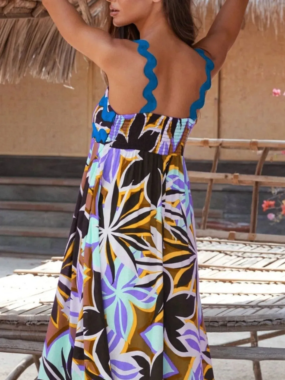 Printed Square Neck Maxi Cami Dress