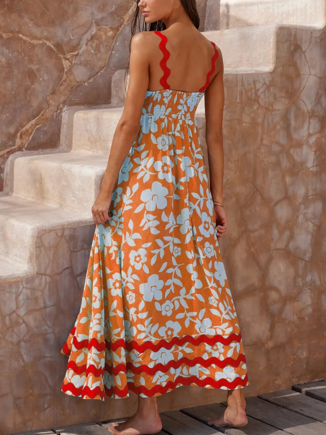 Printed Square Neck Maxi Cami Dress