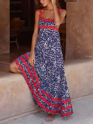 Printed Square Neck Maxi Cami Dress