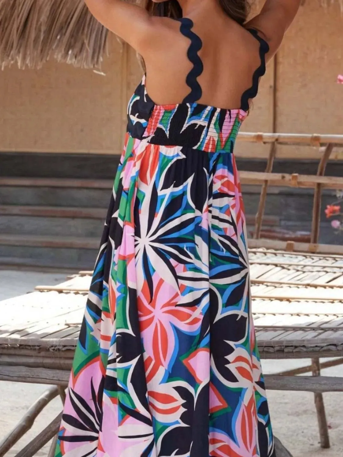 Printed Square Neck Maxi Cami Dress