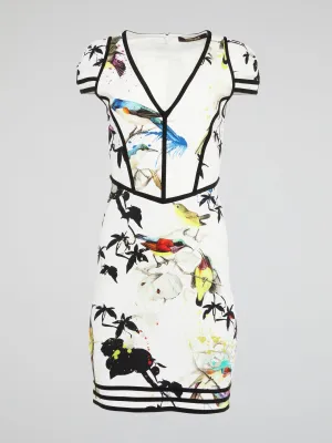 Printed V-Neck Sheath Dress