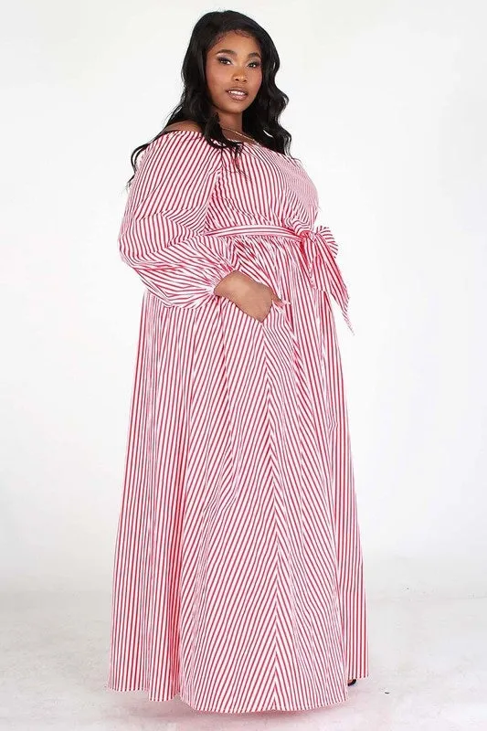 Puff Sleeve Stripe Maxi Dress
