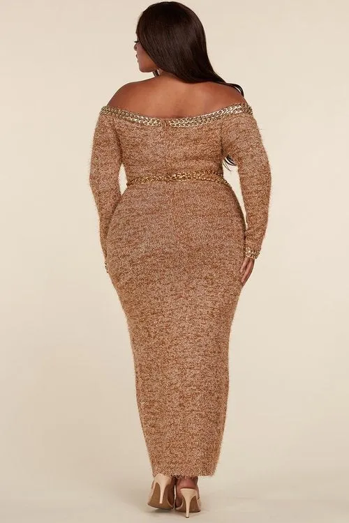 "LISANDRA" OFF SHOULDER MAXI DRESS (PLUS SIZE)
