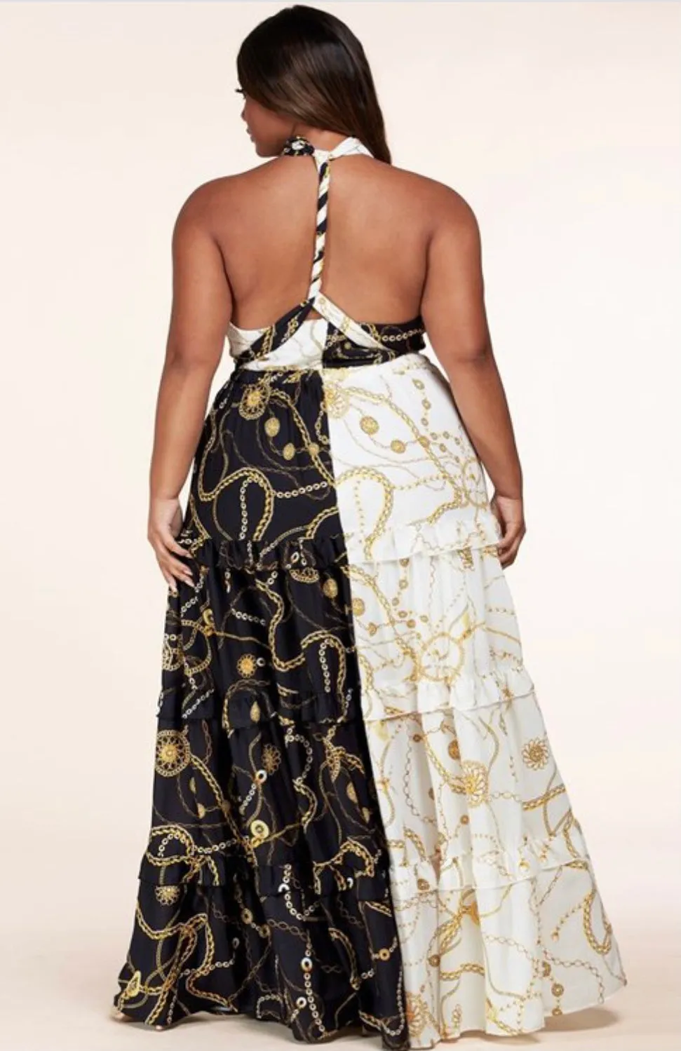 "NEW YORK" BLACK & WHITE MAXI DRESS ( PLUS SIZE)
