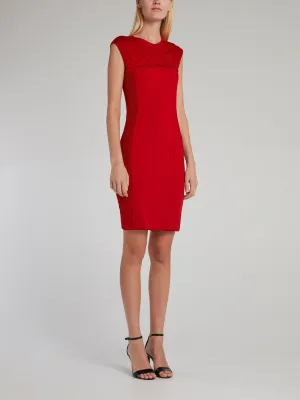 Red Crewneck Bodycon Dress