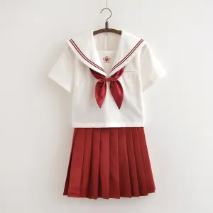 Red Sakura Blossom Embroidered School Uniform SD00840