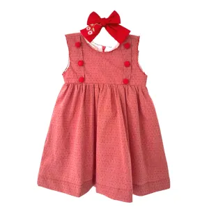 Red Swiss Dot Dress with Bow