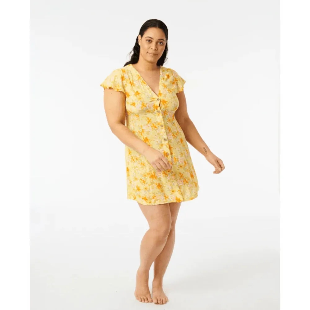 RIP CURL SUMMER RAIN BUTTON THROUGH DRESS STRAW