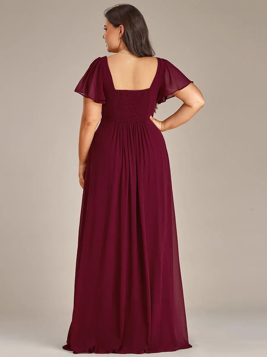 Robe demoiselle d'honneur maxi en mousseline à fente haute de grande taille(Vente finale)