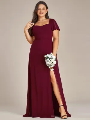 Robe demoiselle d'honneur maxi en mousseline à fente haute de grande taille(Vente finale)