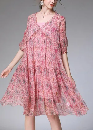Rositia - Patchwork dress with pointed neckline.