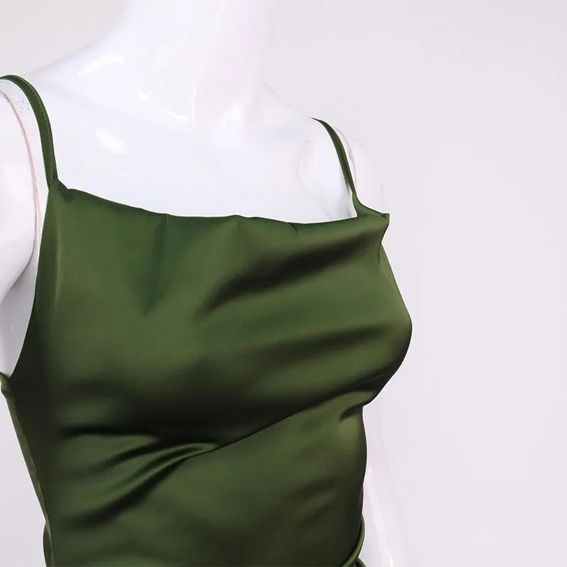 Ruched Satin Summer Dress