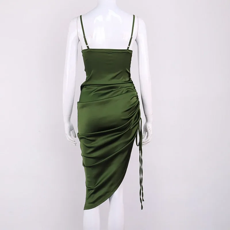 Ruched Satin Summer Dress