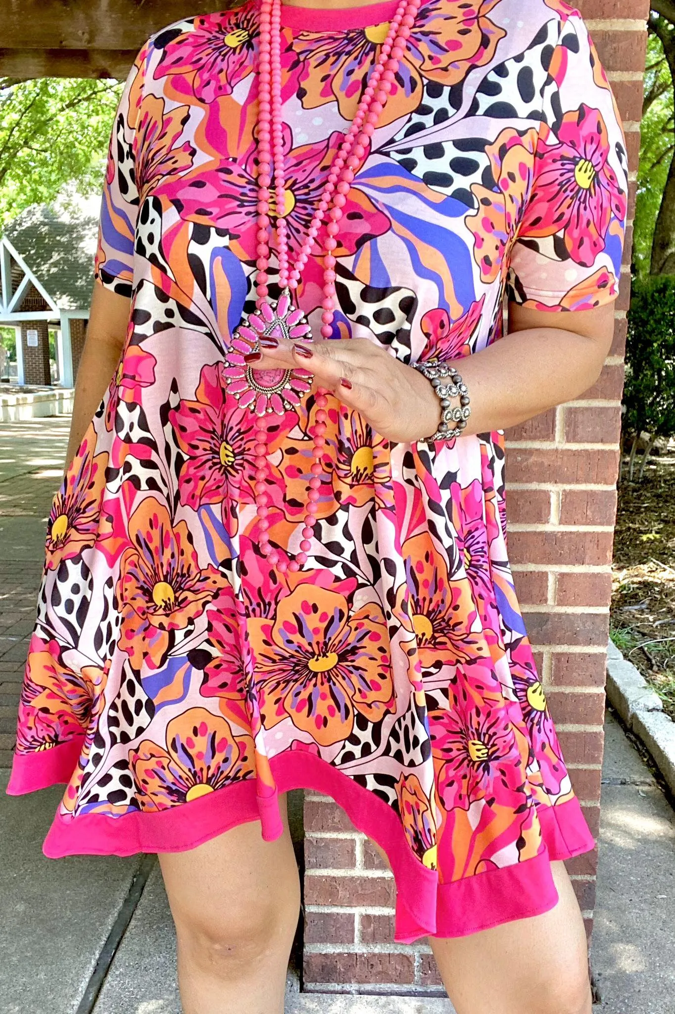 S, M, L, 3XPink Flower, cheetah, dress with pockets
