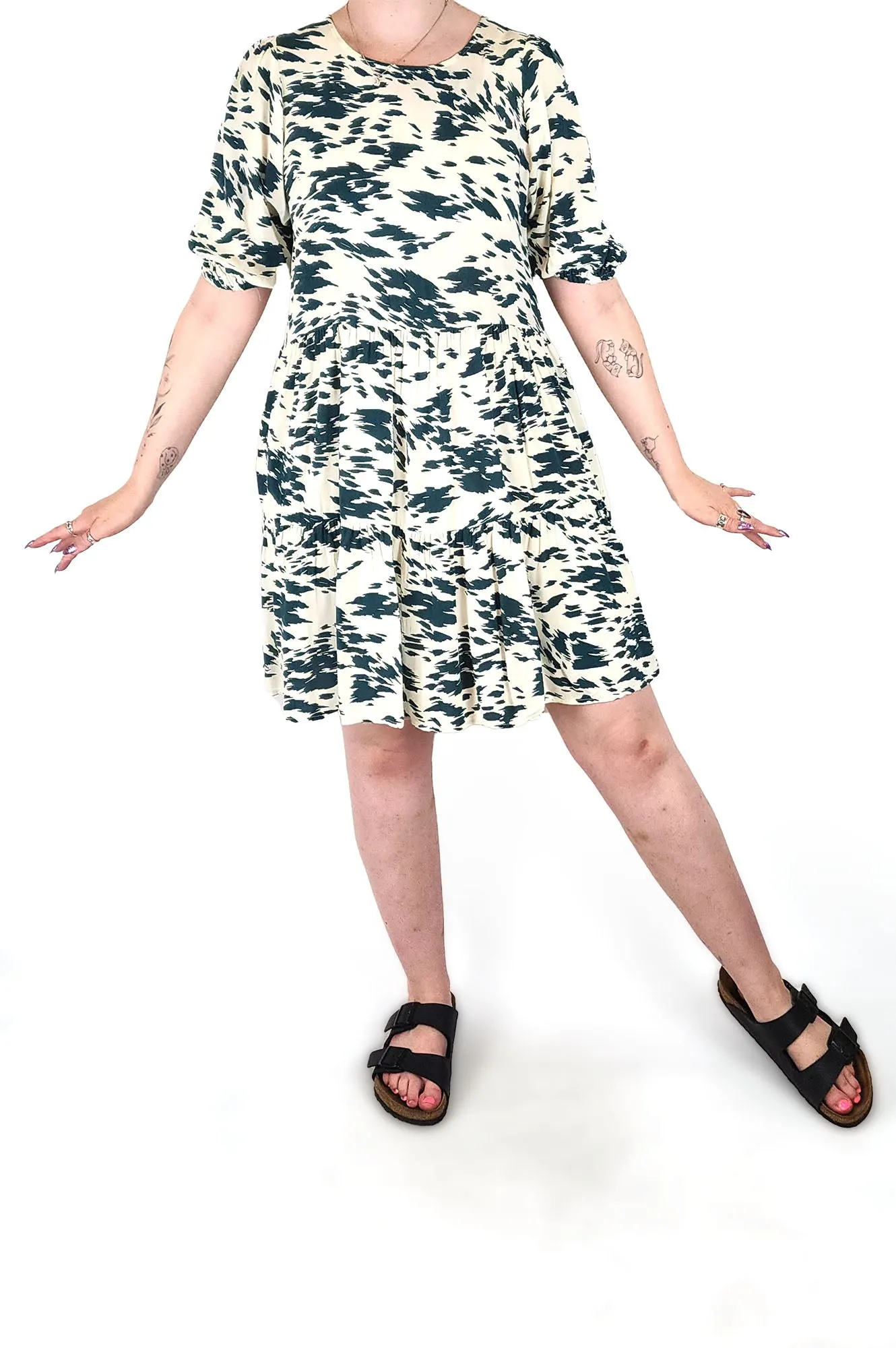 Sass green and white dress size 12