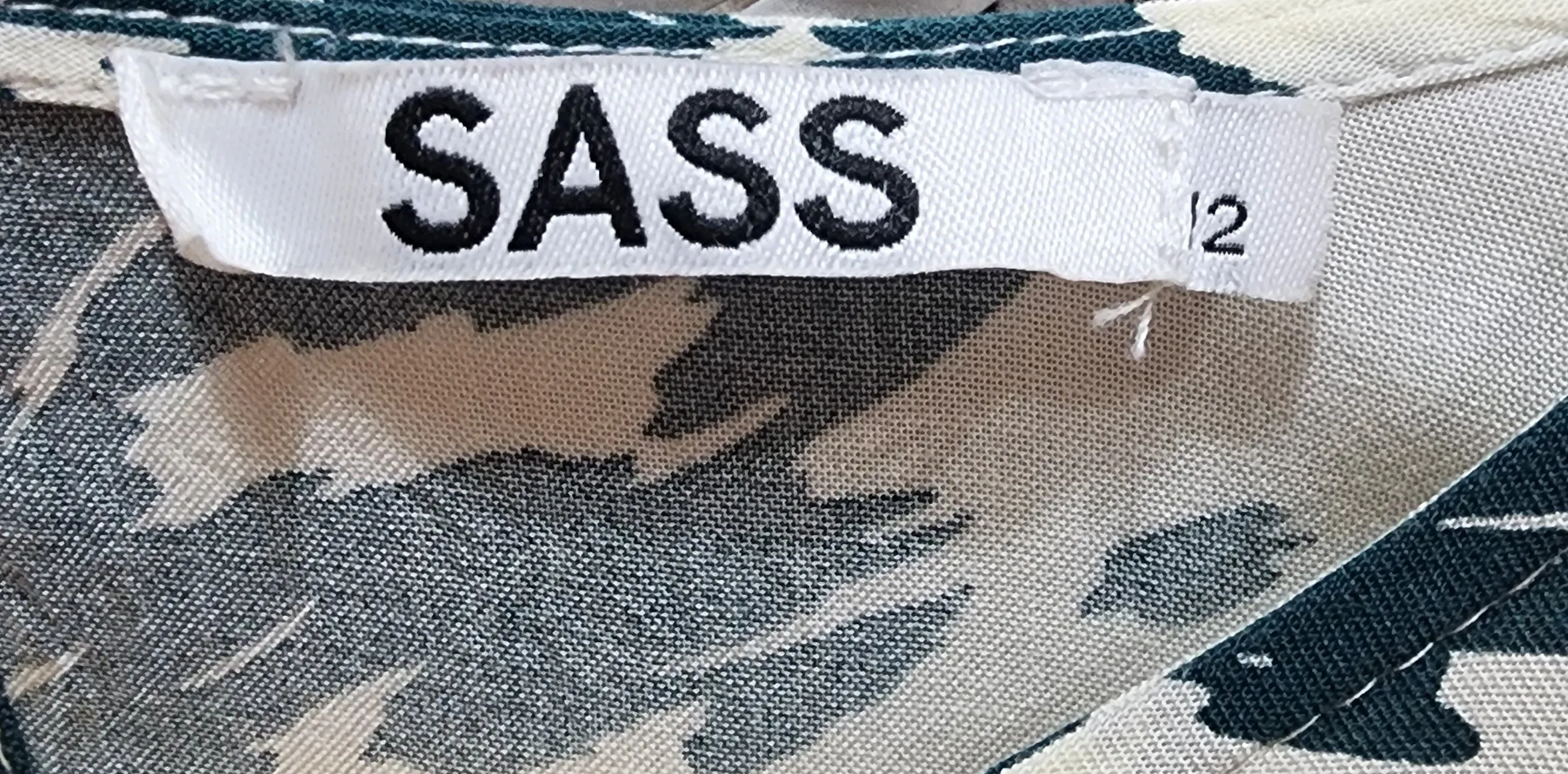 Sass green and white dress size 12