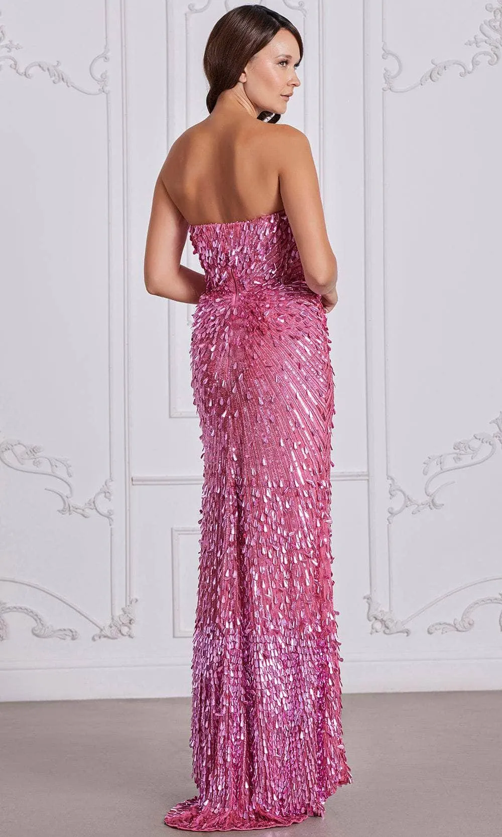 SCALA 80131 - Scoop Neck Sequined Evening Dress