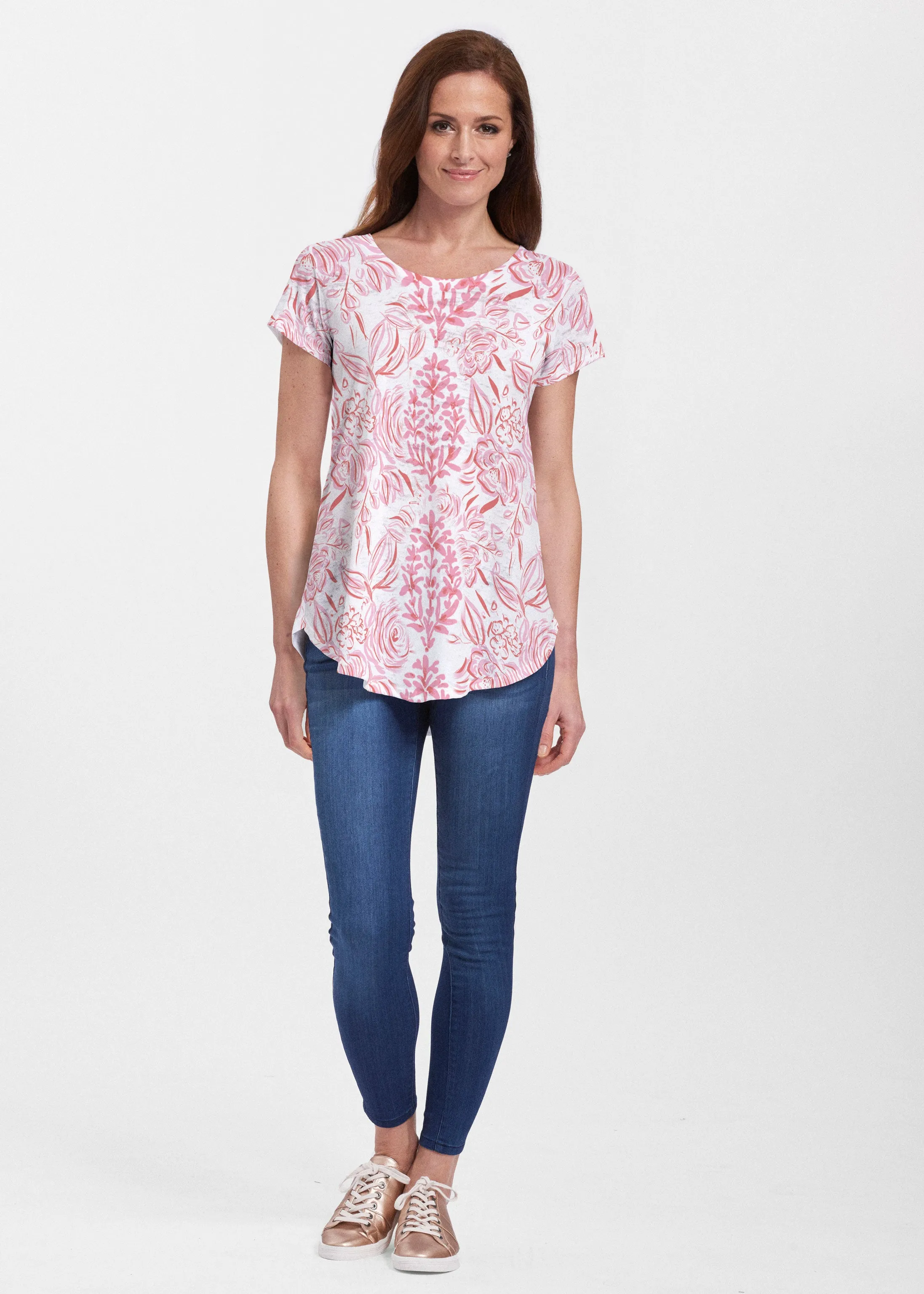 Scarlett (8052) ~ Short Sleeve Scoop Neck Flowy Tunic