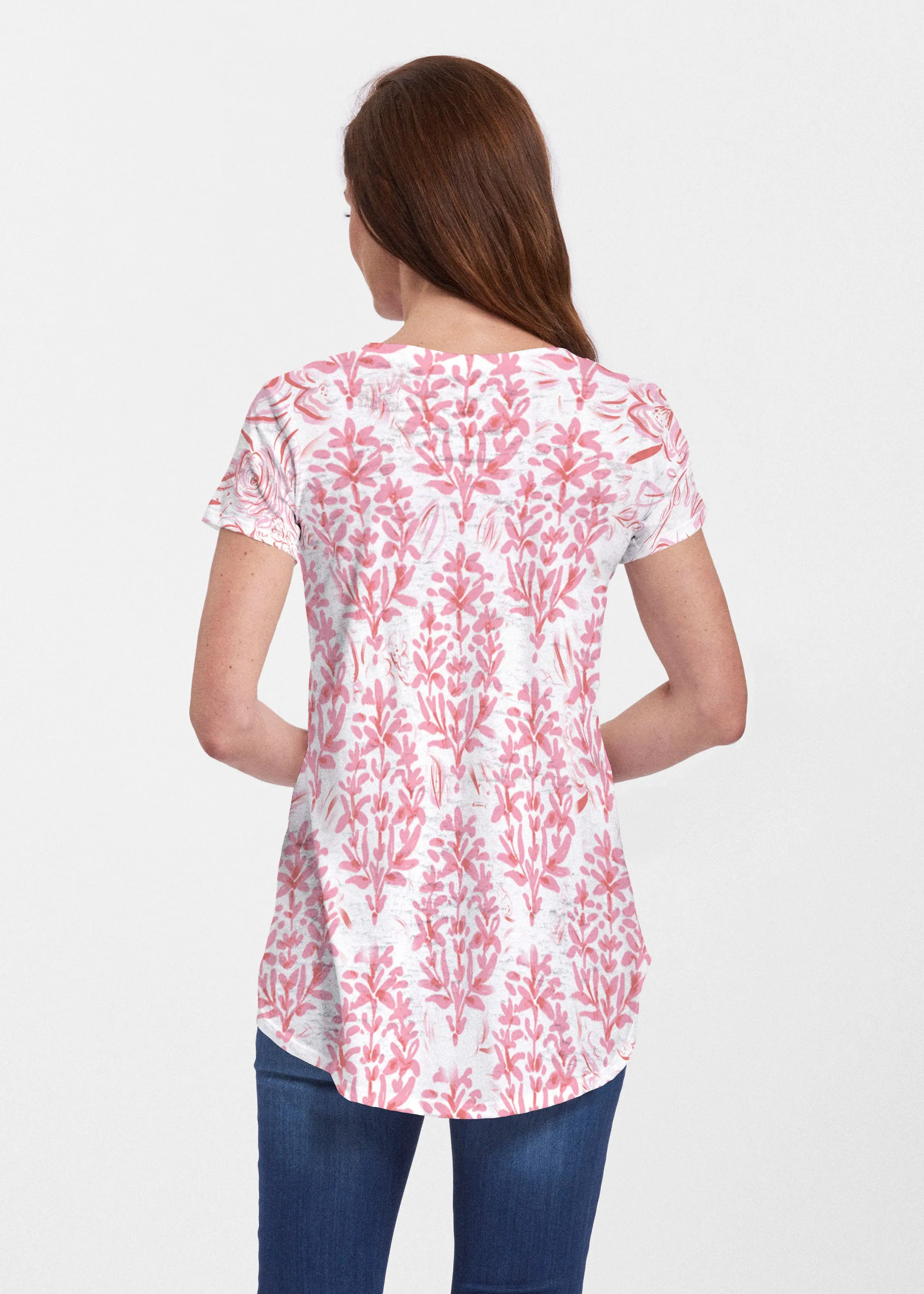 Scarlett (8052) ~ Short Sleeve Scoop Neck Flowy Tunic