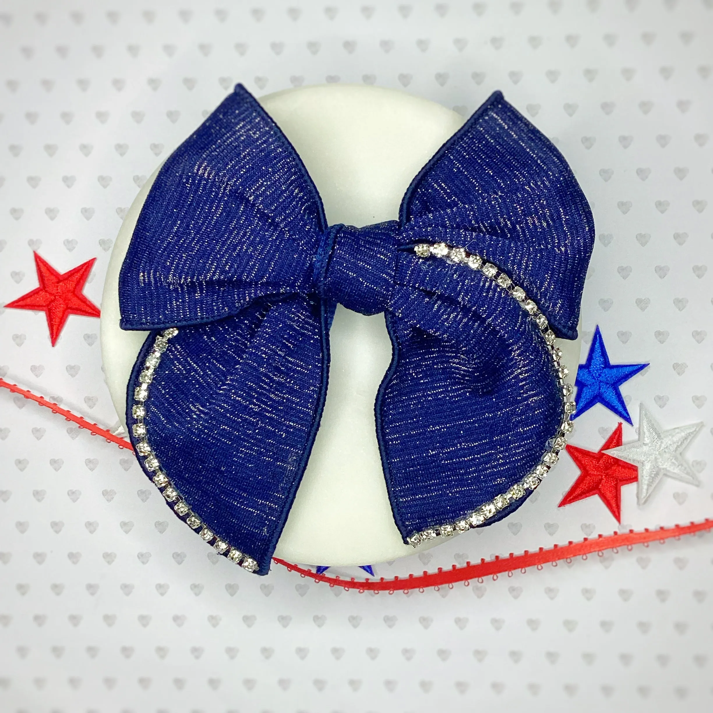 School Uniform Rhinestone Pre-Tied Bow Strips