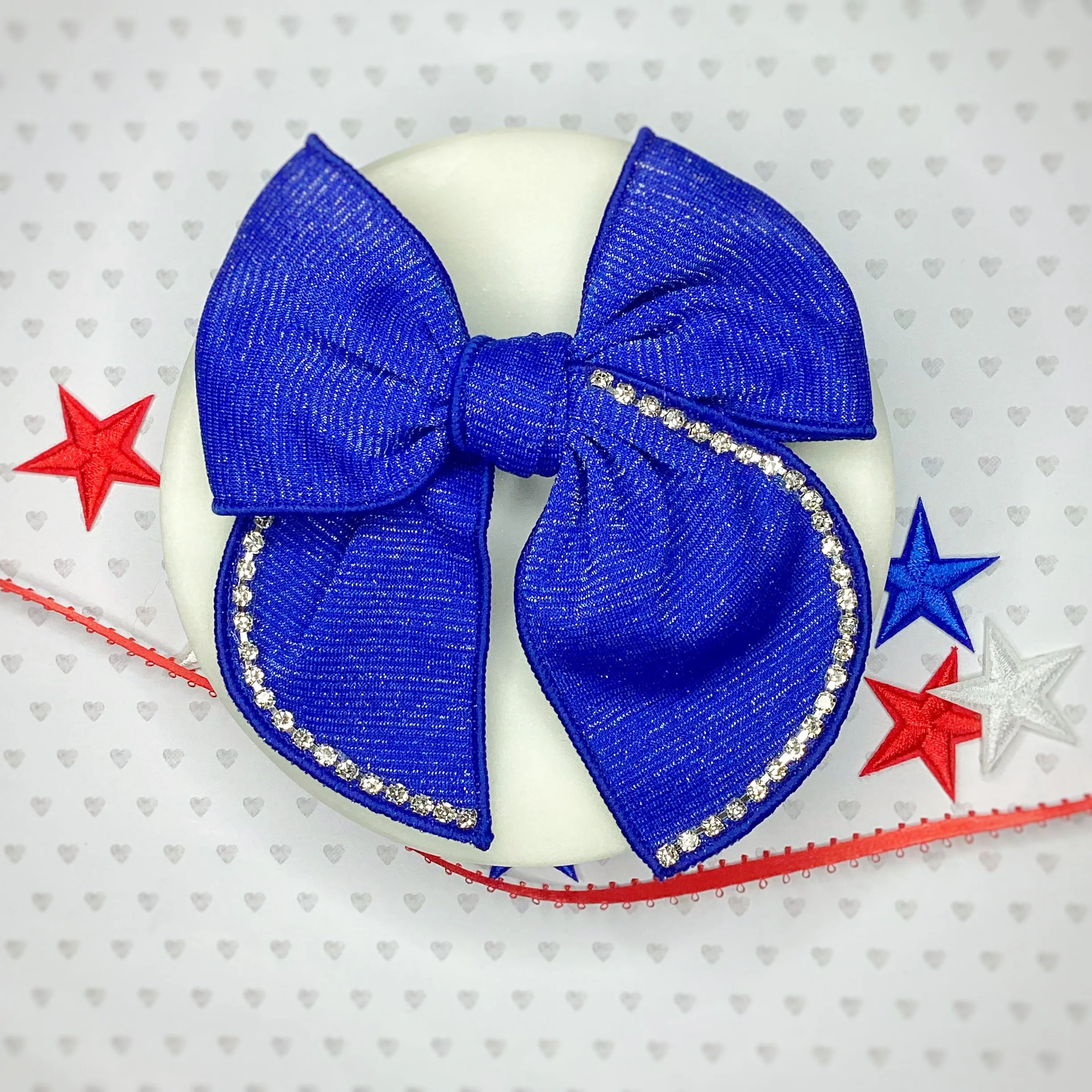 School Uniform Rhinestone Pre-Tied Bow Strips