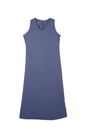 School Uniform V Neck Long Blue Dress