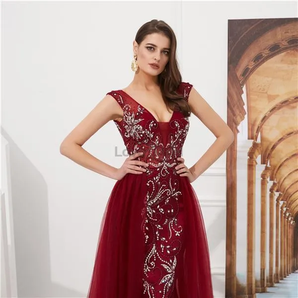 Sexy Backless V Neck Grey Beaded Evening Prom Dresses, Evening Party Prom Dresses, 12077
