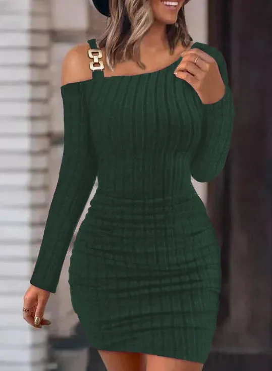 Sexy Chain Off Shoulder Mini Dress