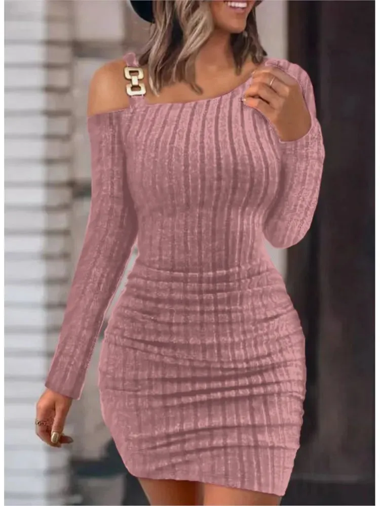 Sexy Chain Off Shoulder Mini Dress