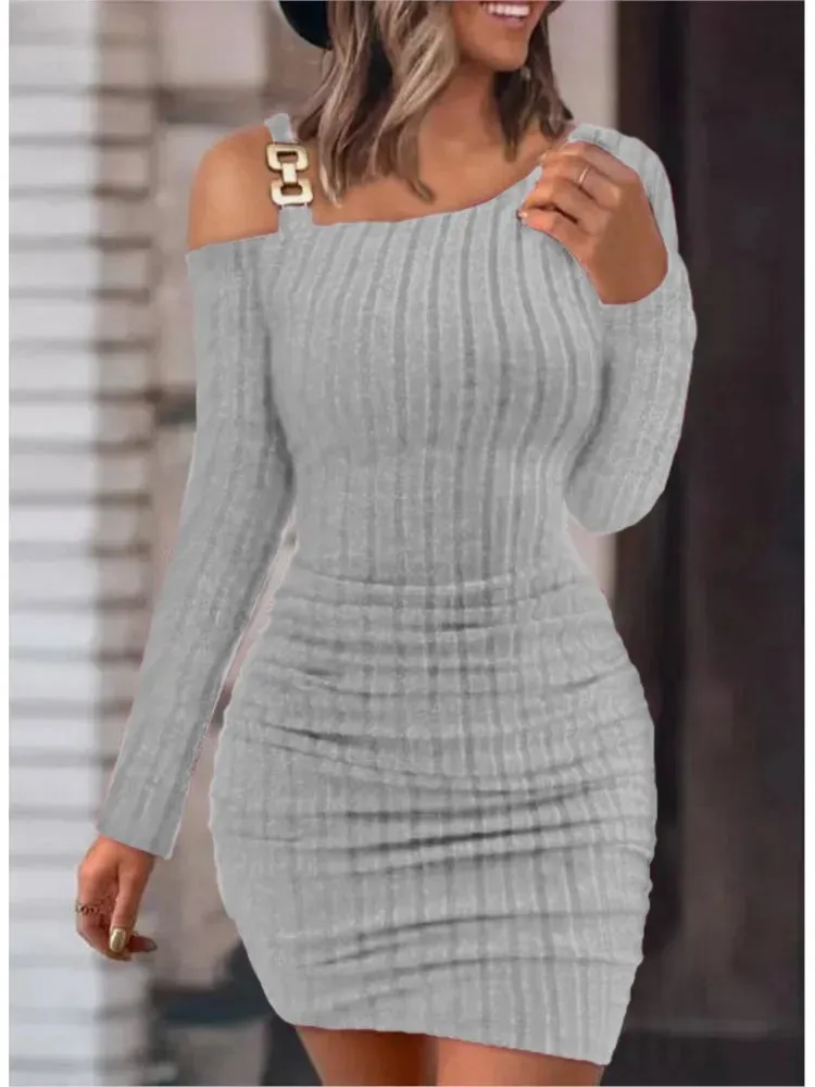Sexy Chain Off Shoulder Mini Dress