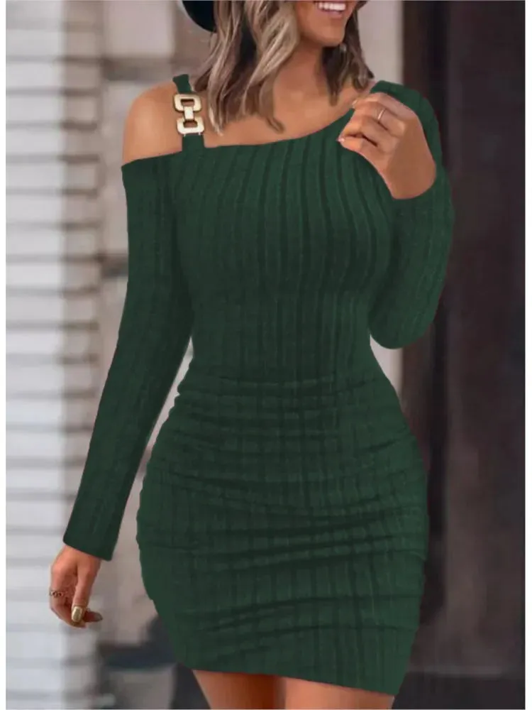 Sexy Chain Off Shoulder Mini Dress