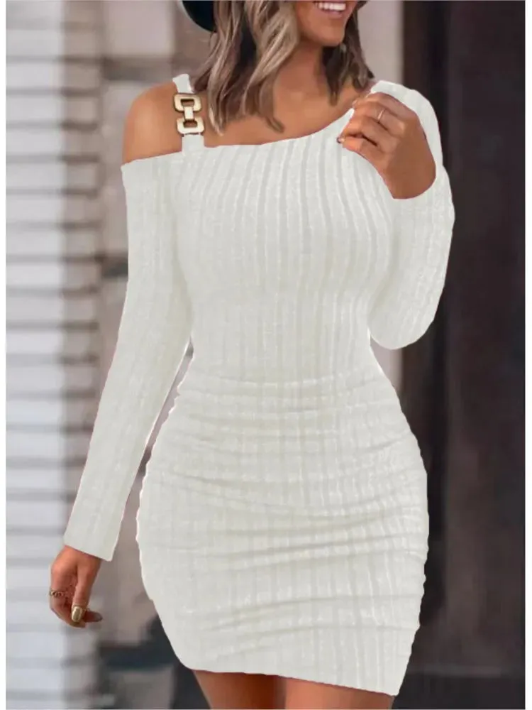 Sexy Chain Off Shoulder Mini Dress